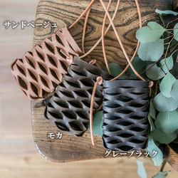 レザーメッシュカゴ/スマホサコッシュ/メガネケース/グレーブラック 11枚目の画像