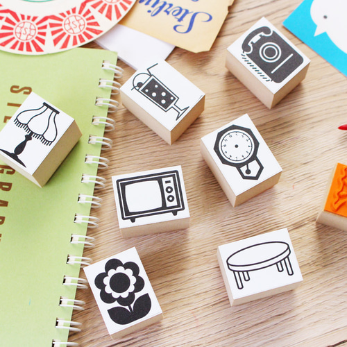 昭和レトロ 雑貨 スタンプ かわいい はんこ 木製 ゴム印 セット (#56