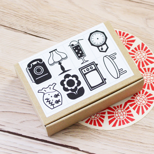 昭和レトロ 雑貨 スタンプ かわいい はんこ 木製 ゴム印 セット (#56