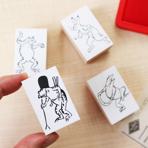 スタンプ かわいい はんこ 木製 ゴム印 セット (#59) 鳥獣戯画