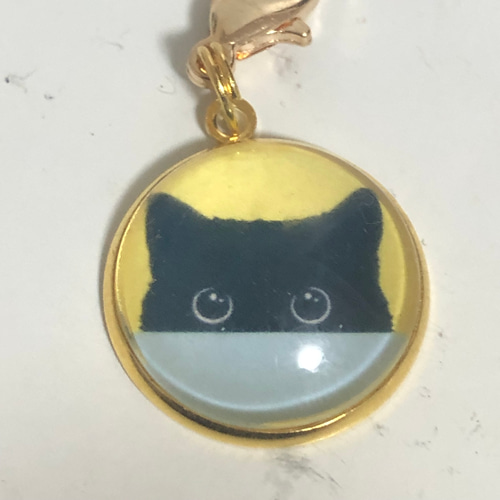 のぞく黒猫ちゃん キーホルダー イヤリング ネックレス ピアス 加工 