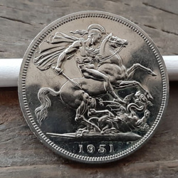 イギリス 1951年 1クラウン ジョージ6世白銅貨 ・アンティーク