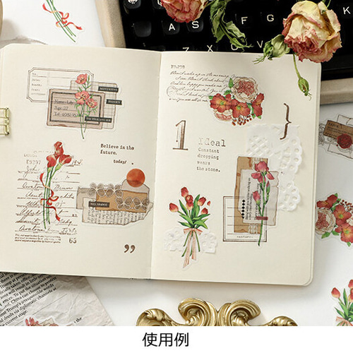 新商品！『シール 花コラージュシリーズ 赤い花 30枚入 [ S-667