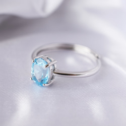 スイスブルートパーズ指輪、リング：8×6：青、水色、空色、海：透明感：シルバー【Creema限定】【送料無料】 4枚目の画像