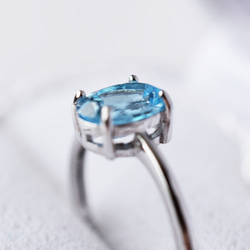スイスブルートパーズ指輪、リング：8×6：青、水色、空色、海：透明感：シルバー【Creema限定】【送料無料】 5枚目の画像