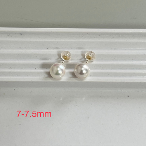 本真珠】K18YG一粒パールピアス 7-7.5ミリ アコヤ真珠 スタッドピアス