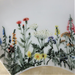 GLASS扇形小皿【 野の花 A】キッチン 食卓  飾り 夏 3枚目の画像