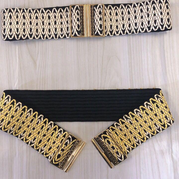 d.i.a.黒×ゴールド装飾 ベルト Amazon.com: Heyjoin Hollow Wide Disc Belt for Women Leather