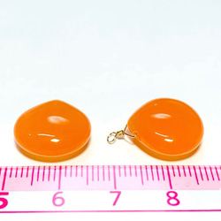 【天然石チャーム】オレンジジェード　マロン形　14kgf　２個　ハンドメイド素材 4枚目の画像
