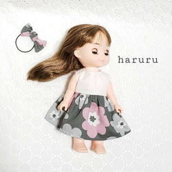 リカちゃん 服ハンドメイド♡ブラウスとギャザースカート 22cmドール服 リアルクローズ♡ホワイトブラウスとラベンダー