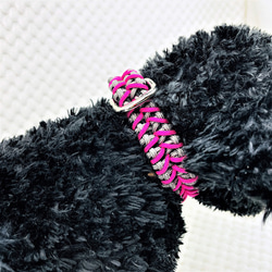 [公式]#169 マクラメ編みピンク・グレーの小型犬首輪No199 15枚目の画像