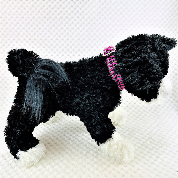[キット]パラコード#169マクラメ編み ピンク・グレーの小型犬首輪No199 15枚目の画像