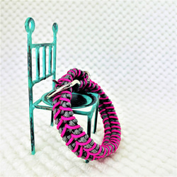 [キット]パラコード#169マクラメ編み ピンク・グレーの小型犬首輪No199 5枚目の画像