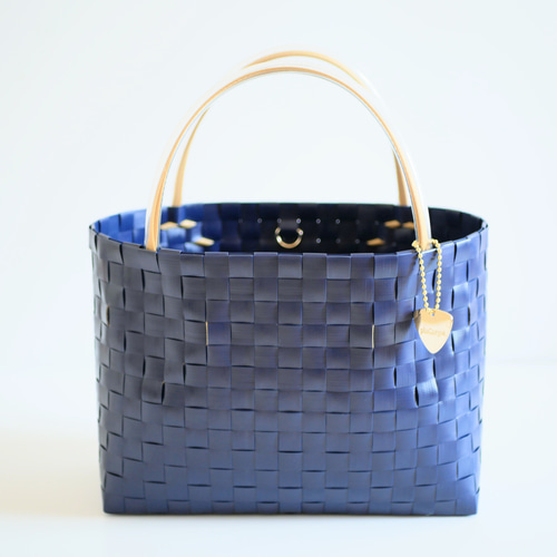 ネイビー×ベージュハンドルM 2WAYプラカゴバッグ プラカゴ かごバッグ