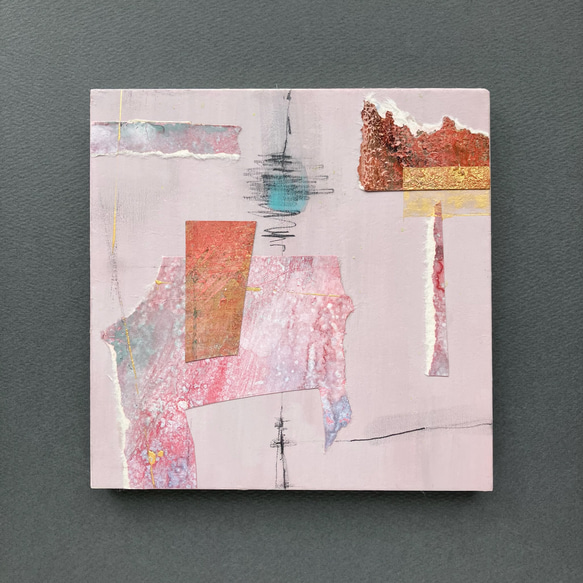 抽象コラージュ「あしたの設計図」アートパネル 絵画 kojirushi