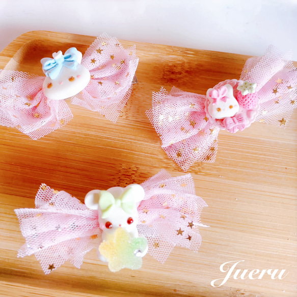☆*ﾟチュールリボンの樹脂粘土ヘアピン ヘアピン OHI♡handmade 通販 