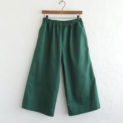 亞麻高喬褲麻寬鬆闊腿褲（深綠）PT02 第7張的照片