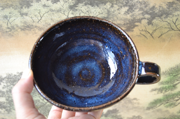【再入荷！】スープカップ(鬼萩ブルー)　スープ皿★萩焼き　 10枚目の画像