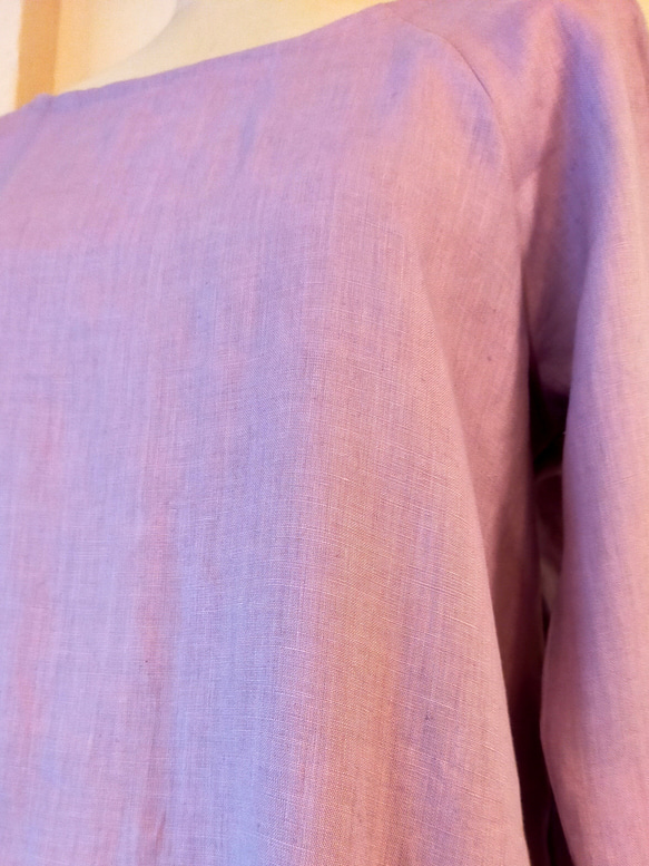 藤色のリネン・ワンピースドレス 3枚目の画像