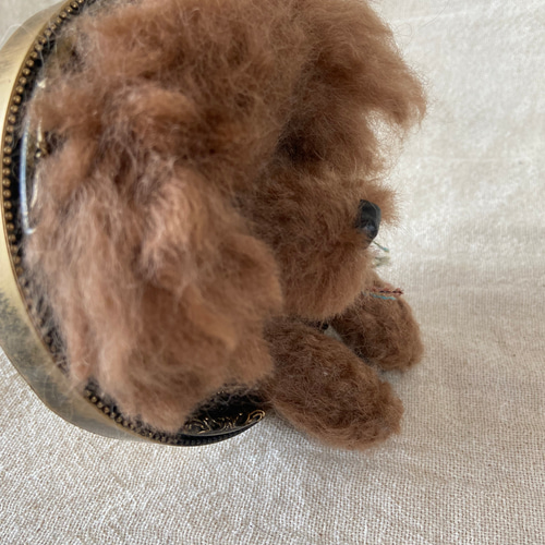 トイプードル 羊毛フェルト ミニ額 レッド プレゼント 愛犬 羊毛