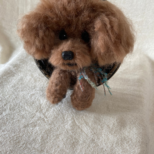 高級ブランド トイプードル 羊毛 愛犬 プレゼント レッド ミニ額 羊毛フェルト 羊毛フェルト