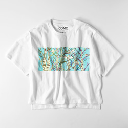 【受注制作】ビッグシルエットTシャツ《白樺並木のシマエナガA》 3枚目の画像
