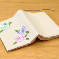 ブックカバー　手刺繍　紫陽花　文庫本/新書判 5枚目の画像