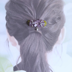 【淡色の花】紫陽花・大人のための本革ヘアゴム 5枚目の画像