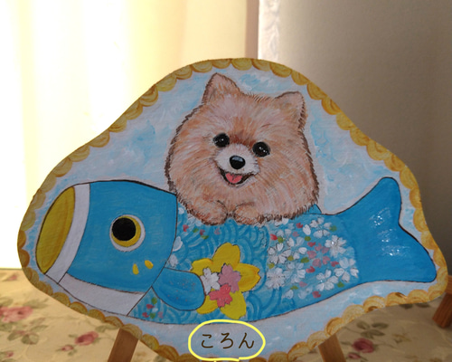 トールペイントハンドメイド⭐️ポメラニアンこどもの日リース