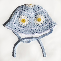 【BABY】かぎ針編み フラワーモチーフ クロシェハット 6枚目の画像
