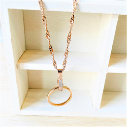 指輪をネックレスに＊*リングホルダー チェーン セット ピンクゴールド