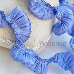 シャイニープリーツ フープフリルリボン（ Wistaria Blue / ウイスタリアブルー）×50cm 1枚目の画像