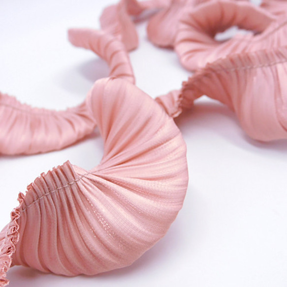 シャイニープリーツ フープフリルリボン（Baby Pink / ベビーピンク）×50cm 3枚目の画像