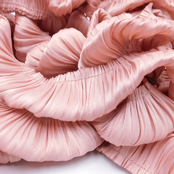 シャイニープリーツ フープフリルリボン（Baby Pink / ベビーピンク）×50cm 5枚目の画像