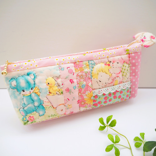 作成キット ぷっくりタブの横長ポーチ ピンクハローベイビー