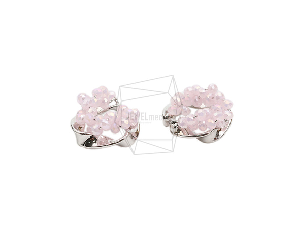 ERG-2050-R【2個入り】ビーズラウンドイヤーカフ/Beads Round Earcuffs Earrings 3枚目の画像