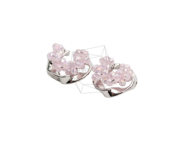 ERG-2050-R【2個入り】ビーズラウンドイヤーカフ/Beads Round Earcuffs Earrings 2枚目の画像