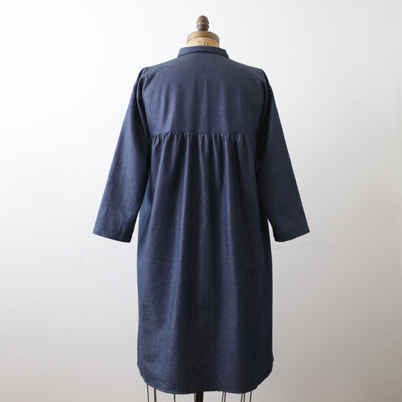 ⁂ラスト１　最終ＳＡＬＥ　後ろ姿も抜かりない 燕尾裾 ロング シャツ ワンピース　甘織デニム R60 12枚目の画像