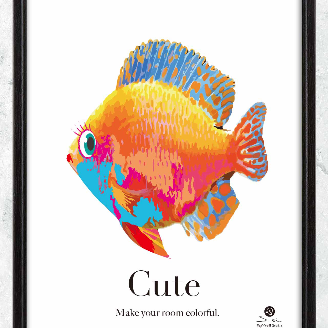 絵画　魚 Make fish ポスター アート seiで検索 ファンシー かわいい 魚 m