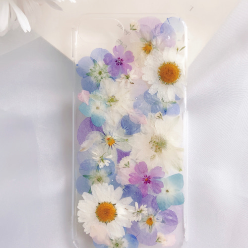 全機種対応.❁.｡.:*:.｡.✽.旬のお花いっぱい押し花ケース 