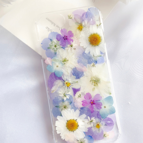 全機種対応.❁.｡.:*:.｡.✽.旬のお花いっぱい押し花ケース 
