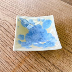 京焼・花結晶 角豆皿(縹) 5枚目の画像