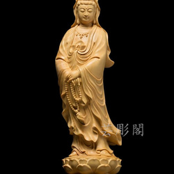 極上品  持珠観音   極上品  仏教美術品  木彫仏像   置物 1枚目の画像