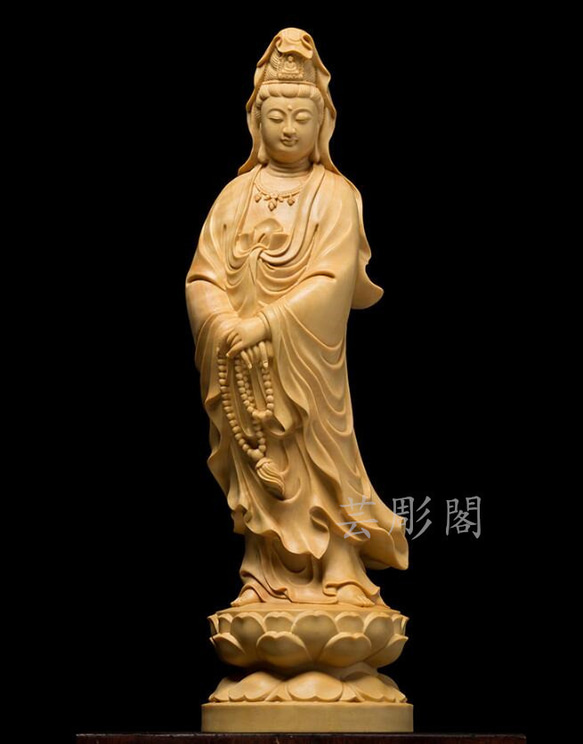 極上品  持珠観音   極上品  仏教美術品  木彫仏像   置物 1枚目の画像