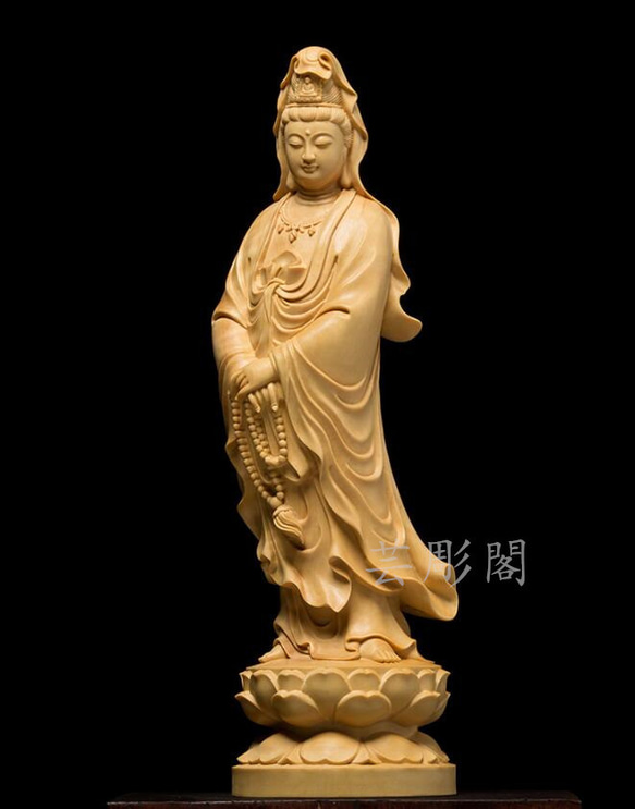 極上品  持珠観音   極上品  仏教美術品  木彫仏像   置物 2枚目の画像