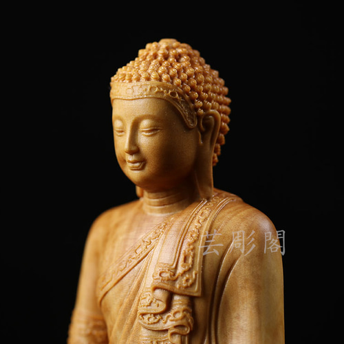 【修縁堂】珍品　精密彫刻　最高級 釈迦牟尼 仏教工芸品　木彫仏像 釈迦牟尼 釈迦如来 特上彫 仏教工芸品 木彫仏像 仏壇仏像 供養品 彫刻