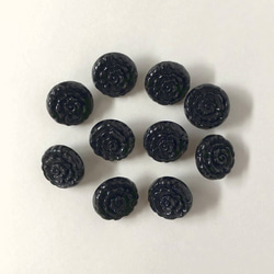 【SALE】 レトロ フラワー ローズ ボタン ブラック お花 15mm 10個セット bc-003 2枚目の画像
