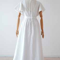 リネンのフリル袖ウェディングドレス 3枚目の画像