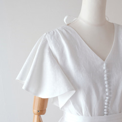 リネンのフリル袖ウェディングドレス 4枚目の画像