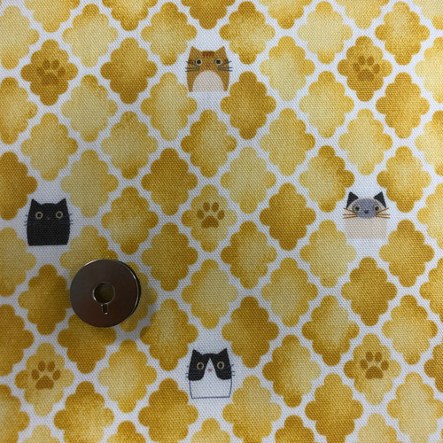 100×50】モロッカンにゃんこ柄 生地（イエロー） 生地 ハンドメイド 